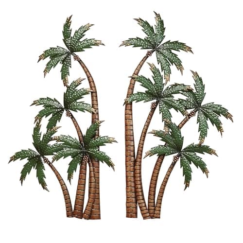 Tropical Oasis Fern and Palm Leaves Metal Wall Art