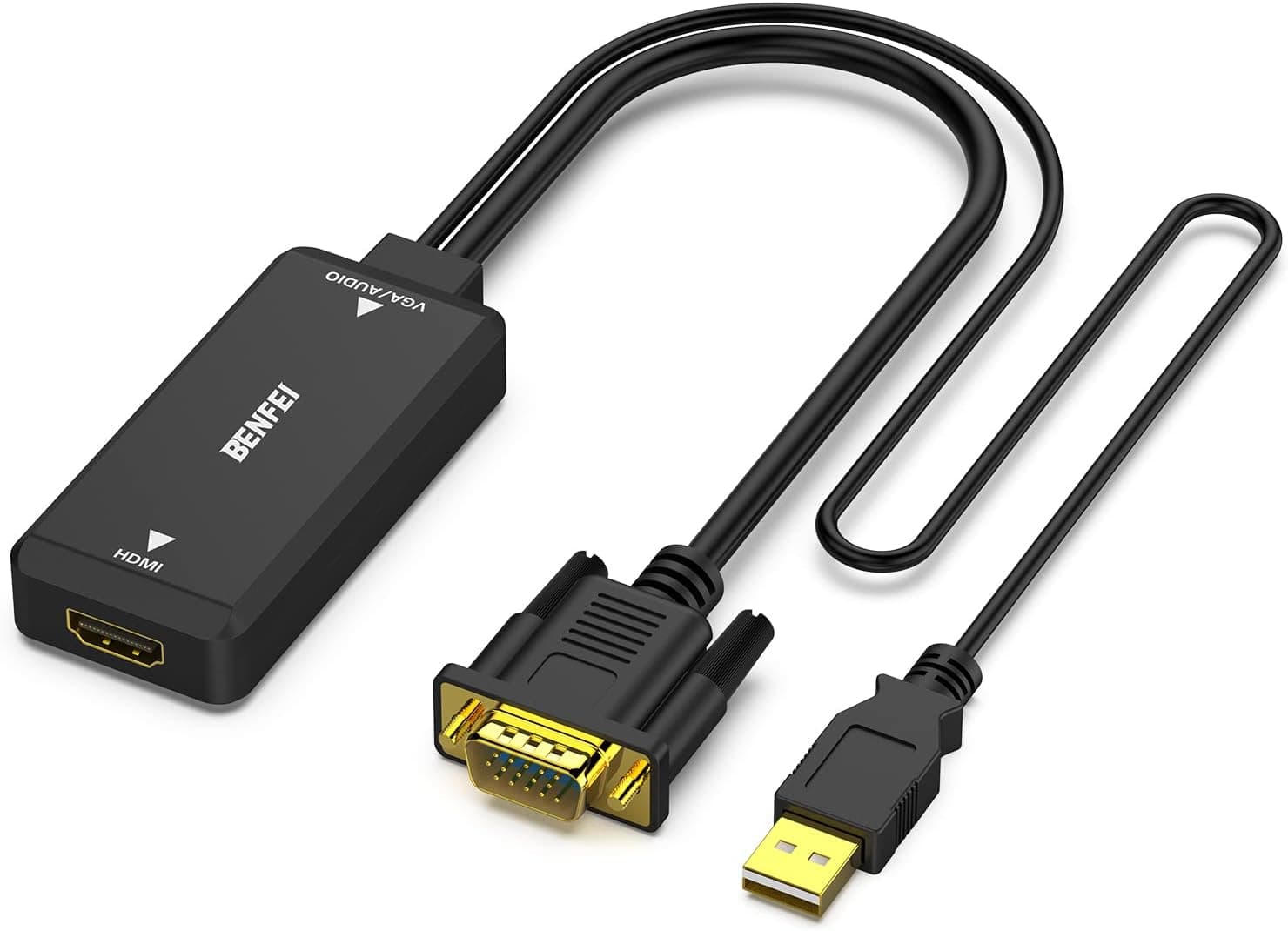 VGA Input to HDMI Output Adapter, BENFEI 1080P Converter with VGA Audio ...