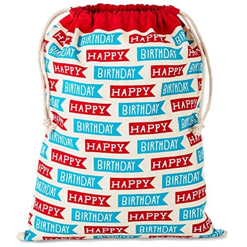 Hallmark Blue Drawstring Christmas Gift Bag Bundle (3 Fabric Gift Bags ...