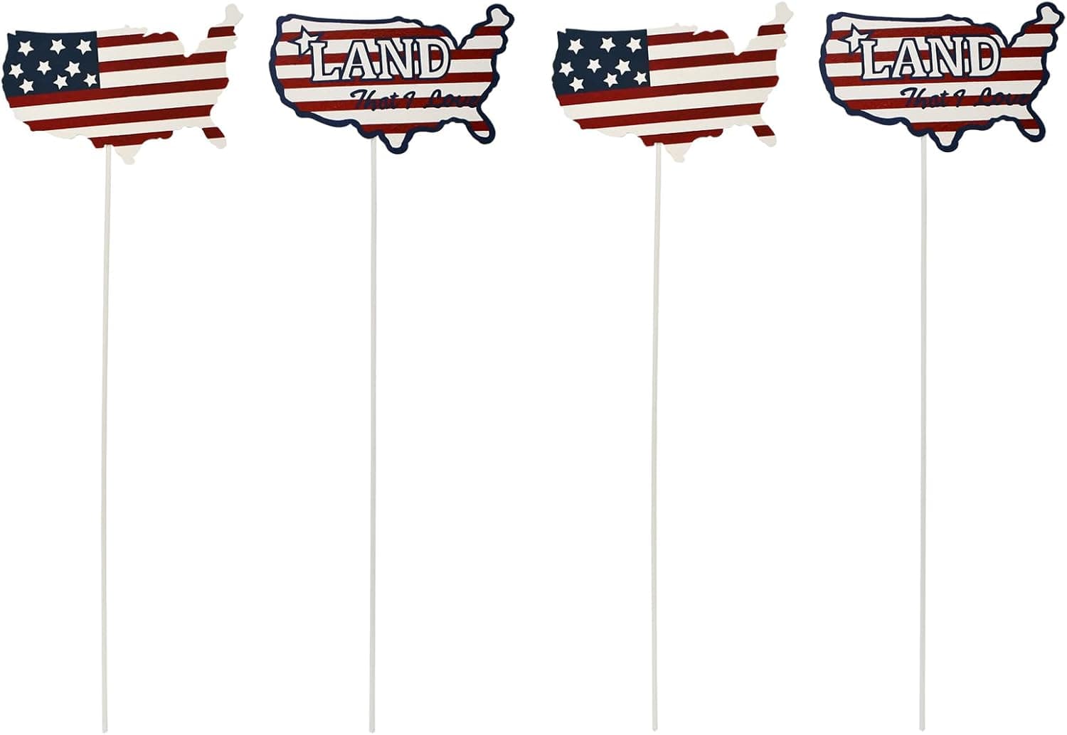 Amazon.com : Metal American Flag Garden Stake Set of 4, USA Yard Sign ...
