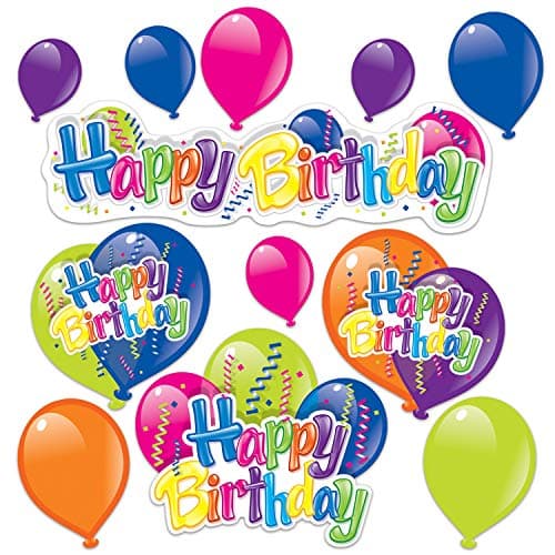 Amazon.com: Beistle 16 Piece Colorful Foil Cardstock Paper Happy ...