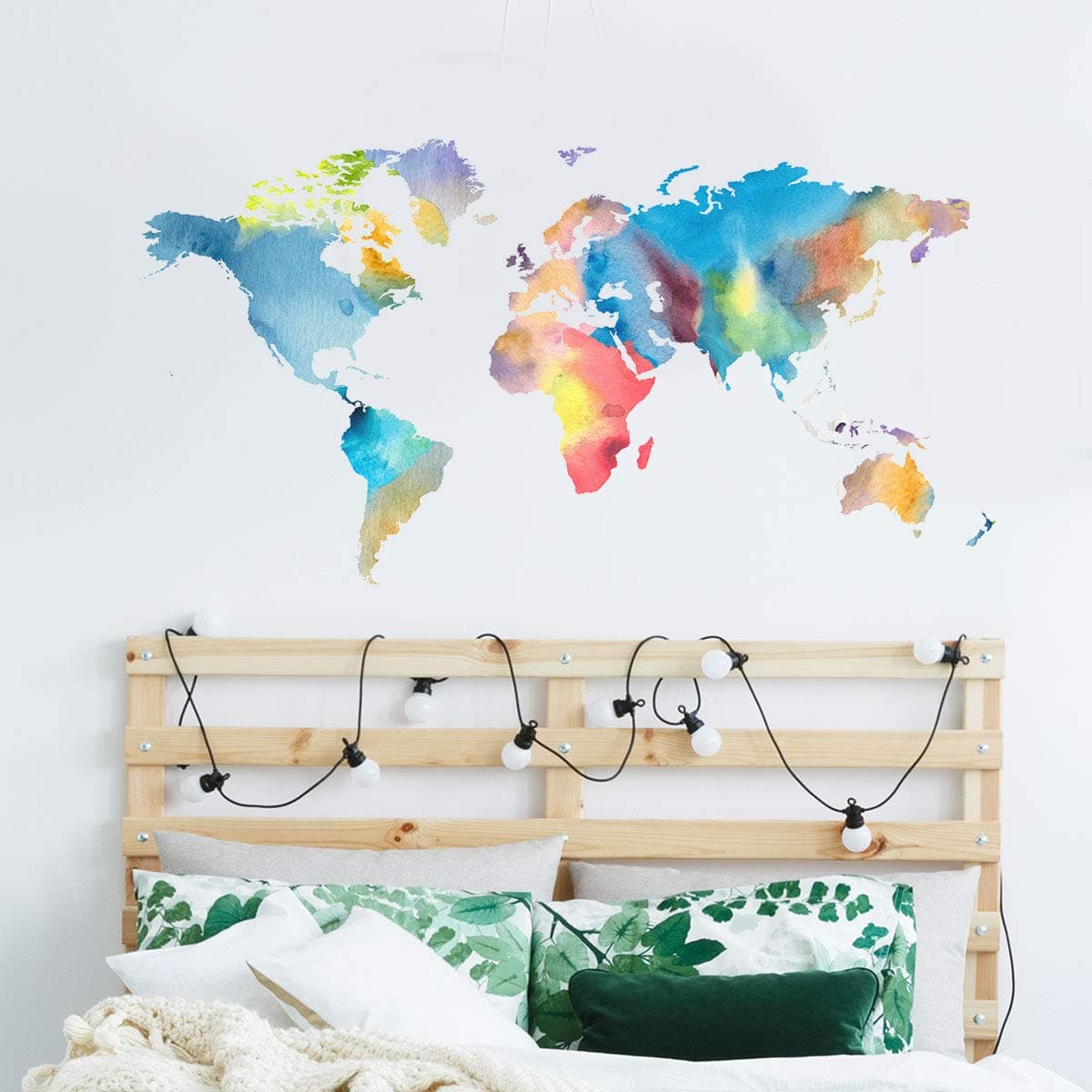 Buy Wall Map Decals Colorful World Map Stickers Peel and Stick Map Art ...