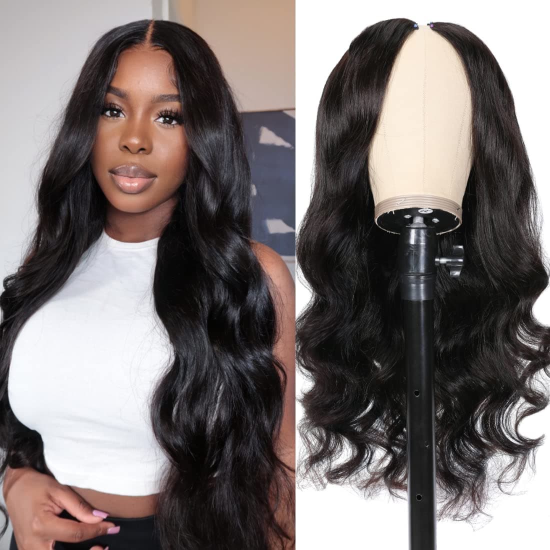 Amazon.com : UNICE V Part Wigs Body Wave Human Hiar Wig for Women ...