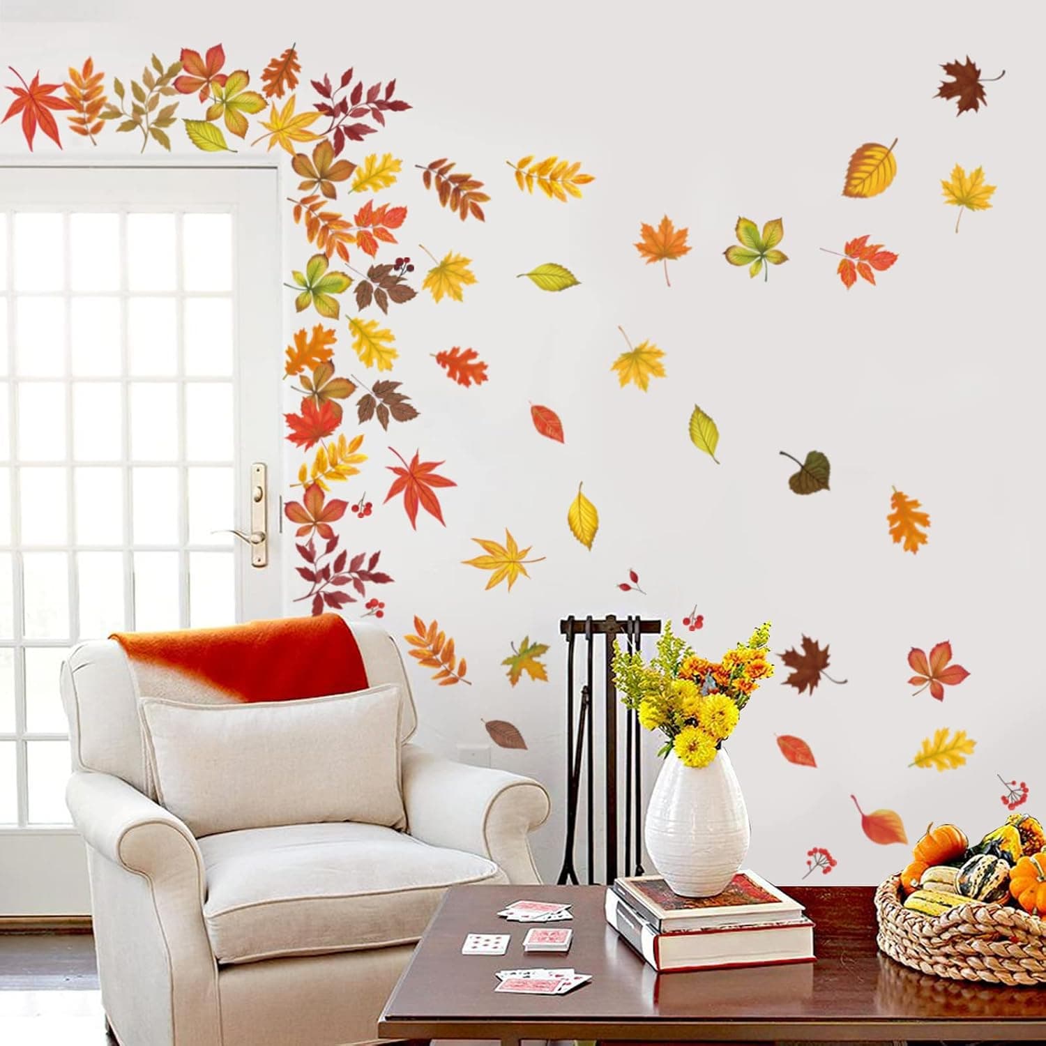 wondever Maple Leaf Thanksgiving Wall Stickers Autumn Fall Leaves ...