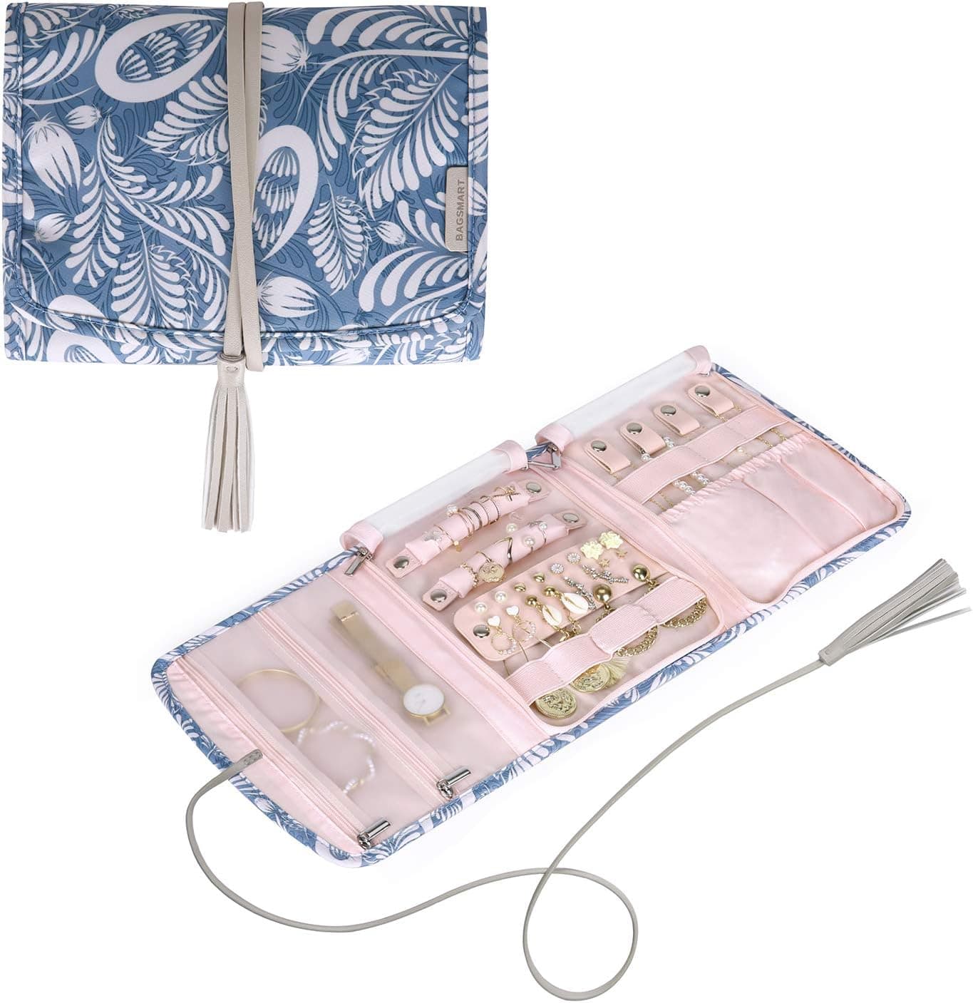 Amazon.com: BAGSMART Jewelry Organizer Roll Case for Travel - Foldable ...