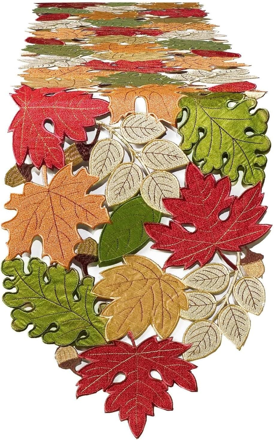 Amazon.com: Simhomsen Embroidered Leaves Table Runner for Thanksgiving ...
