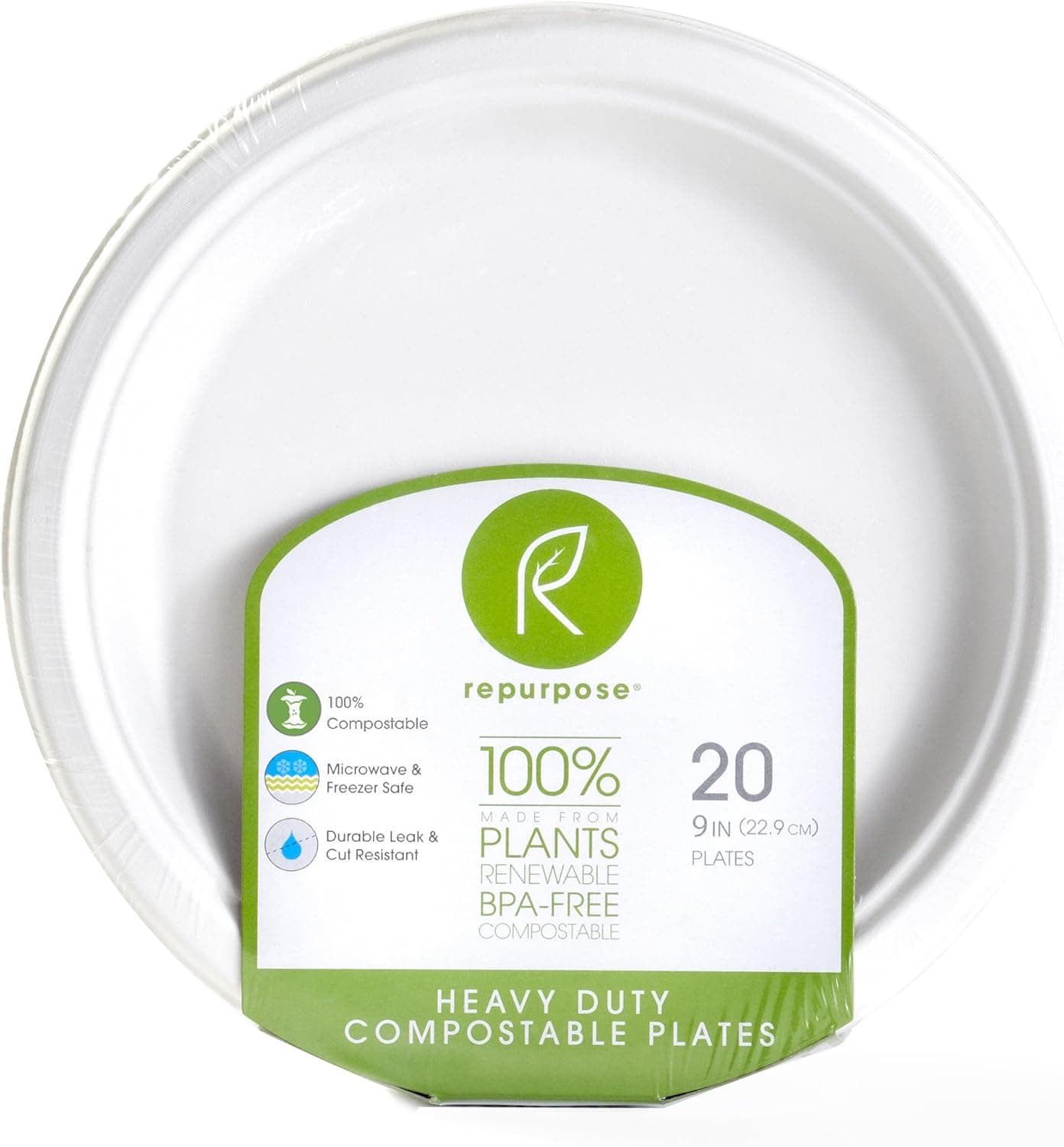 Amazon.com: Repurpose 100% Compostable Plant-Based Bagasse Plates, 9 ...