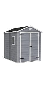 Keter Manor Large 6 x 8 ft. Resin Outdoor Backyard Garden Storage Shed ...