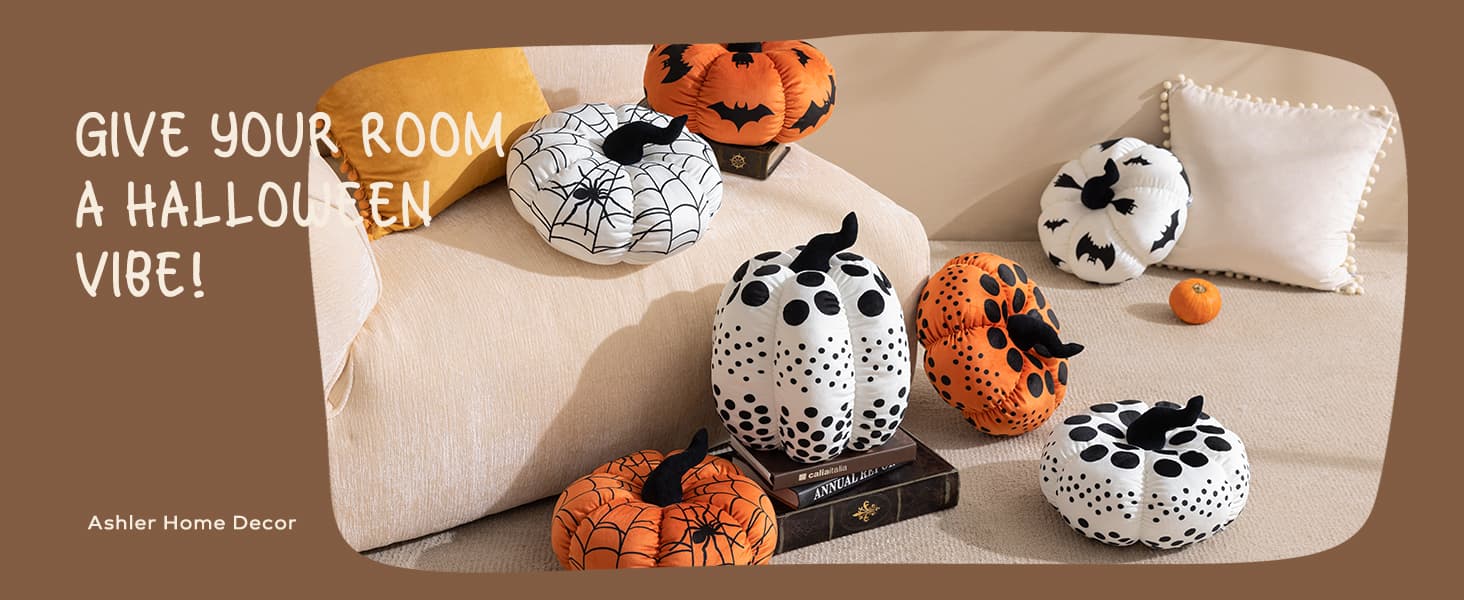 Amazon.com: Ashler Halloween Pillows, Velvet Pumpkin Pillows, Orange ...
