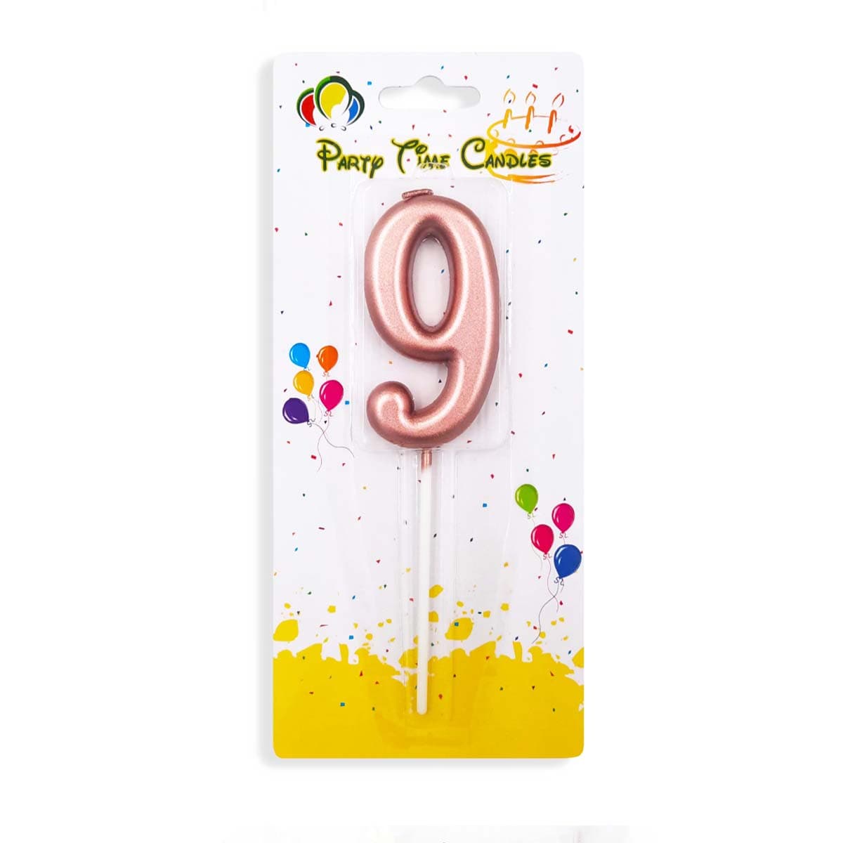 Number 9 Candle, Rose Gold – Birthday Candle – Party Time Dubai