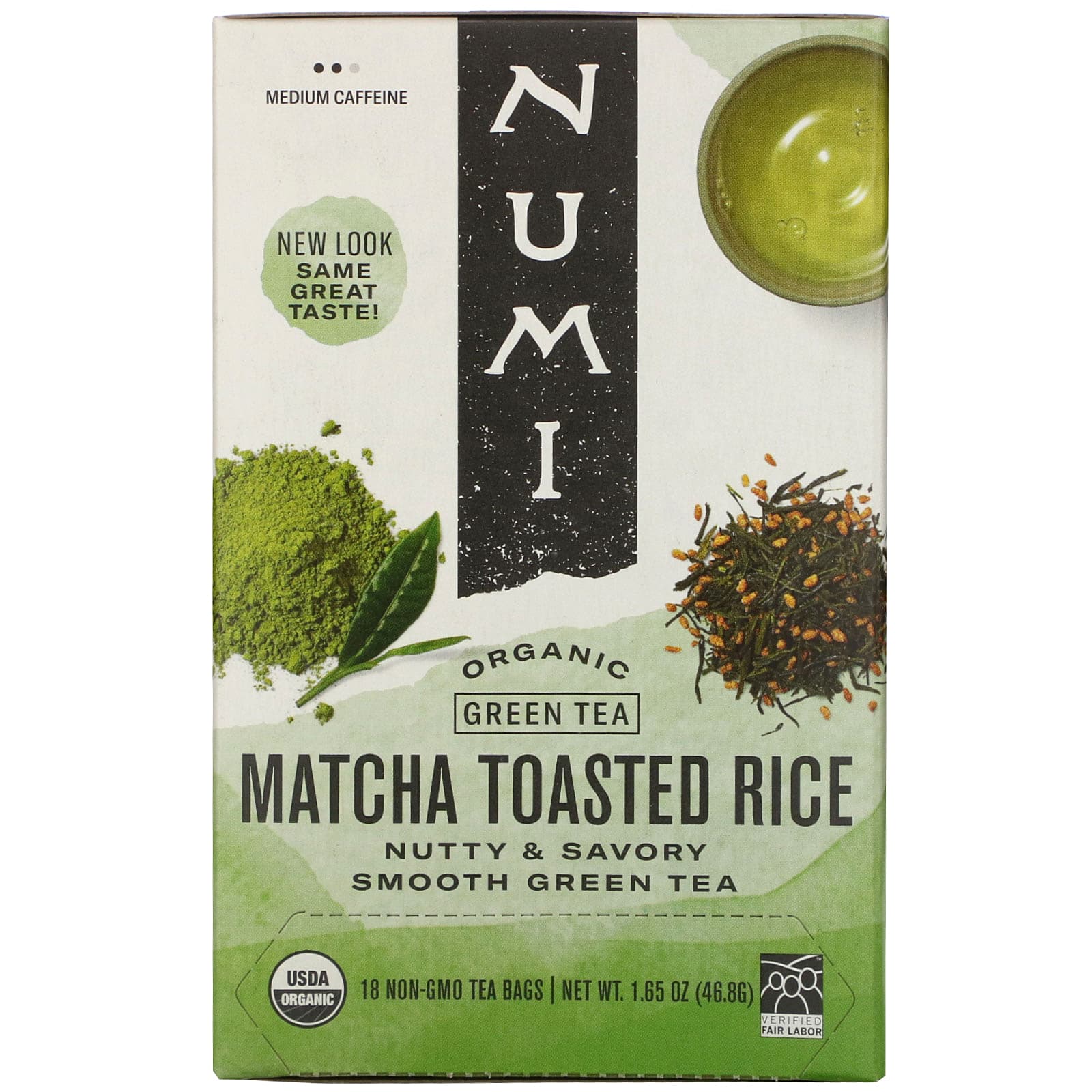 Numi Tea, Organic Green Tea, Matcha Toasted Rice, 18 Tea Bags, 1.65 oz ...