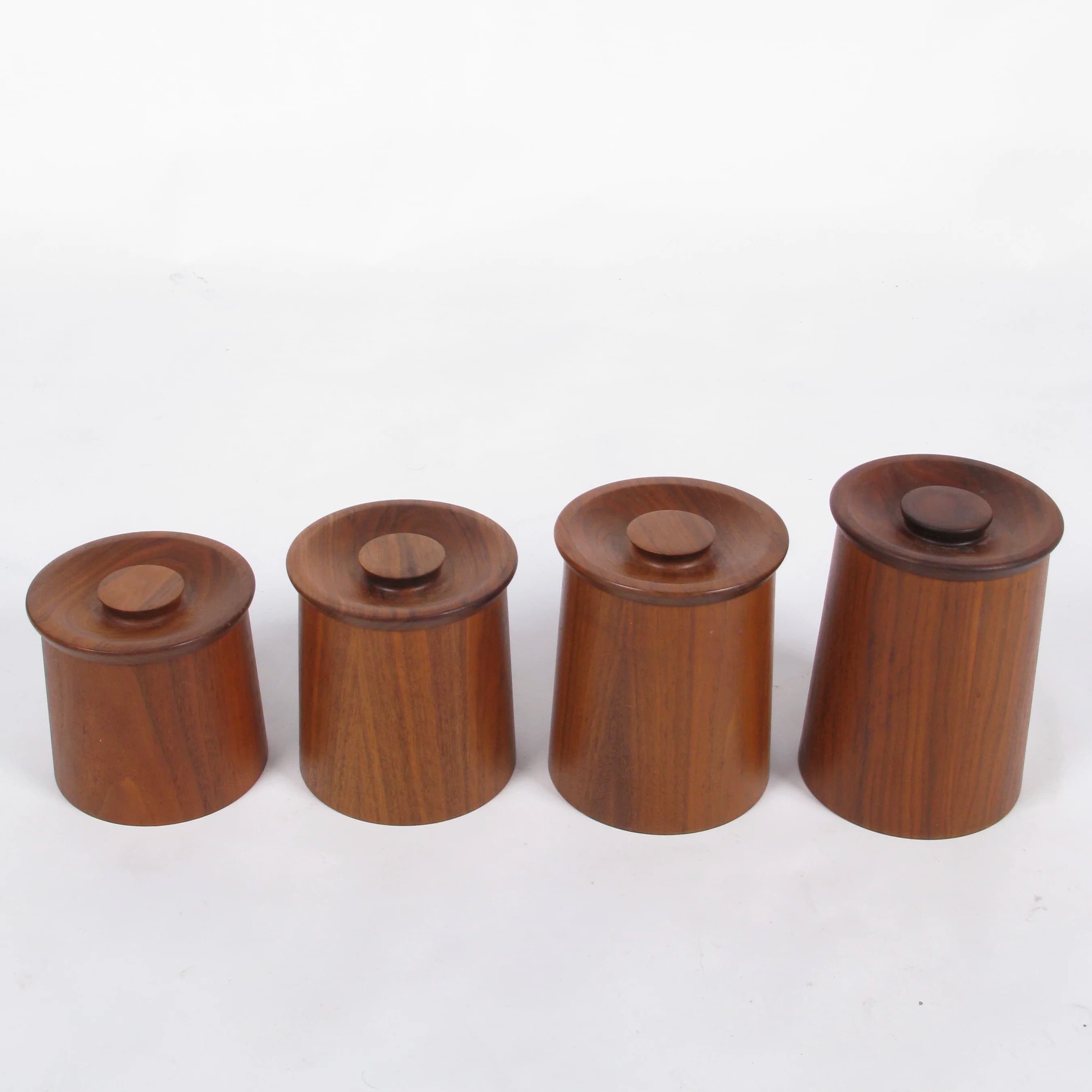 Acacia wood storage containers wood jar with lid natural canistar jars ...
