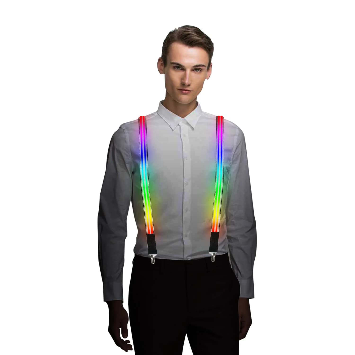 Double Fiber Led Light Up Party Suspender Elastic Adjustable Fashion ...