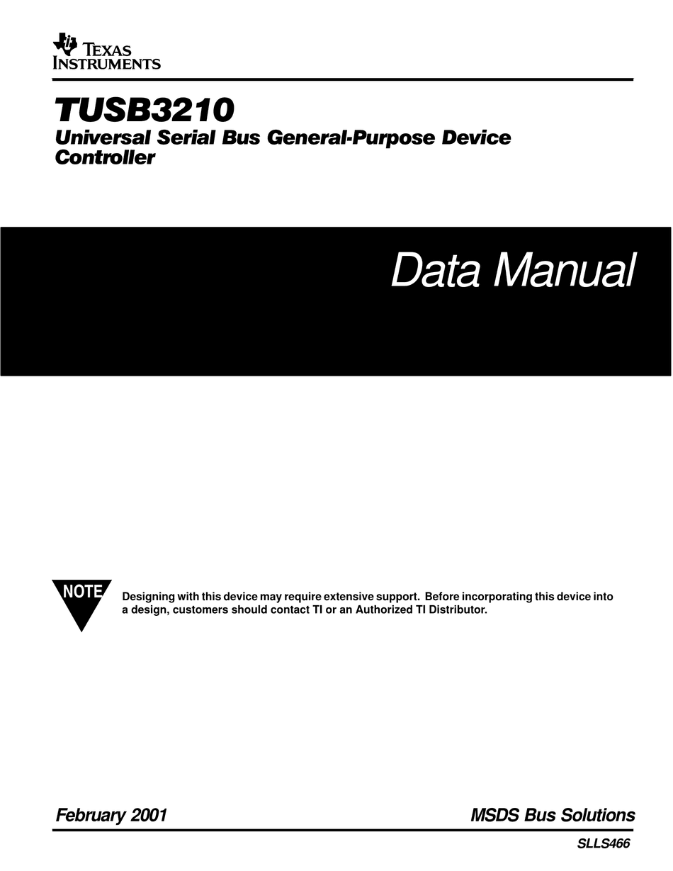 TEXAS INSTRUMENTS TUSB3210 DATA MANUAL Pdf Download | ManualsLib