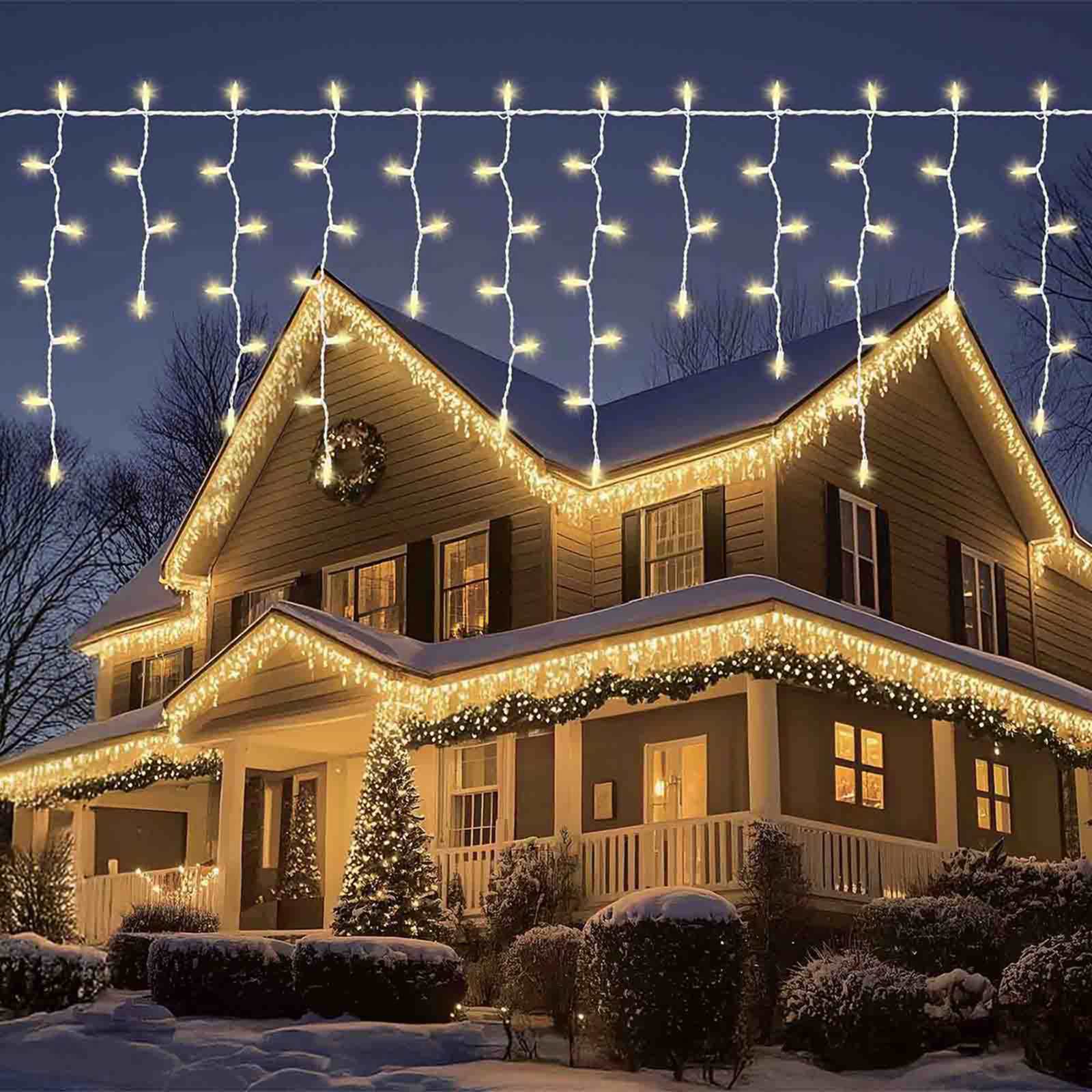 Warm White LED Icicle String Lights 200-count | Christmas Tree Decor ...