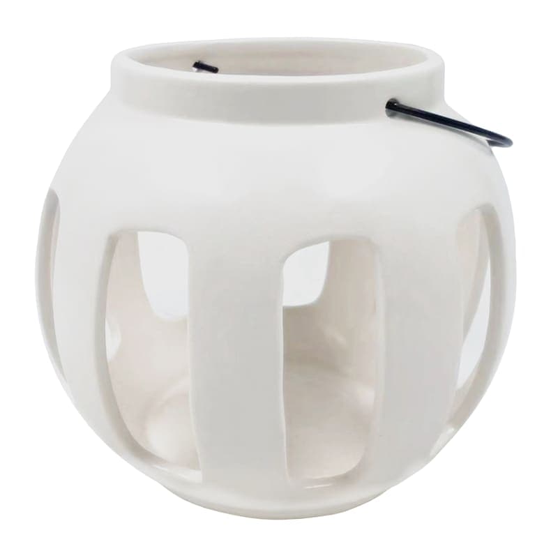 Found & Fable White Round Cutout Ceramic Lantern, 6"