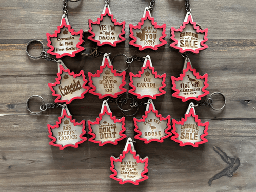 Canadian themed keychains. ( 12 different designs.) | White Oak Designs