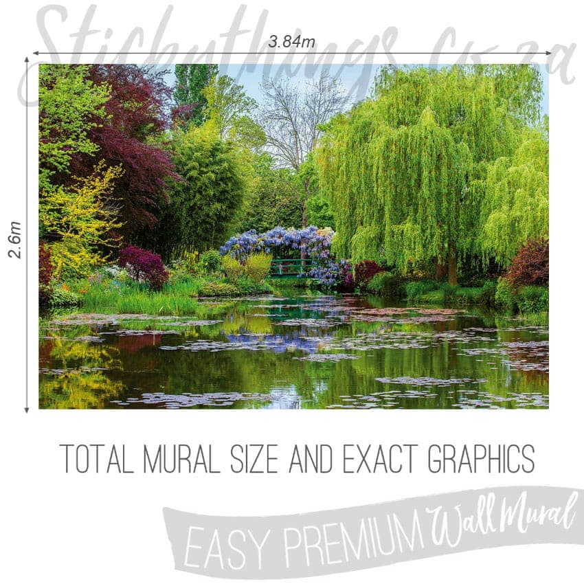 Monets Garden Wall Mural - Bridge and Water Lily Wallpaper Mural ...