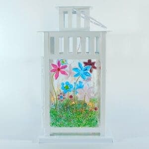 Floral Fused Glass Panelled Candle Lanterns - The British Craft House