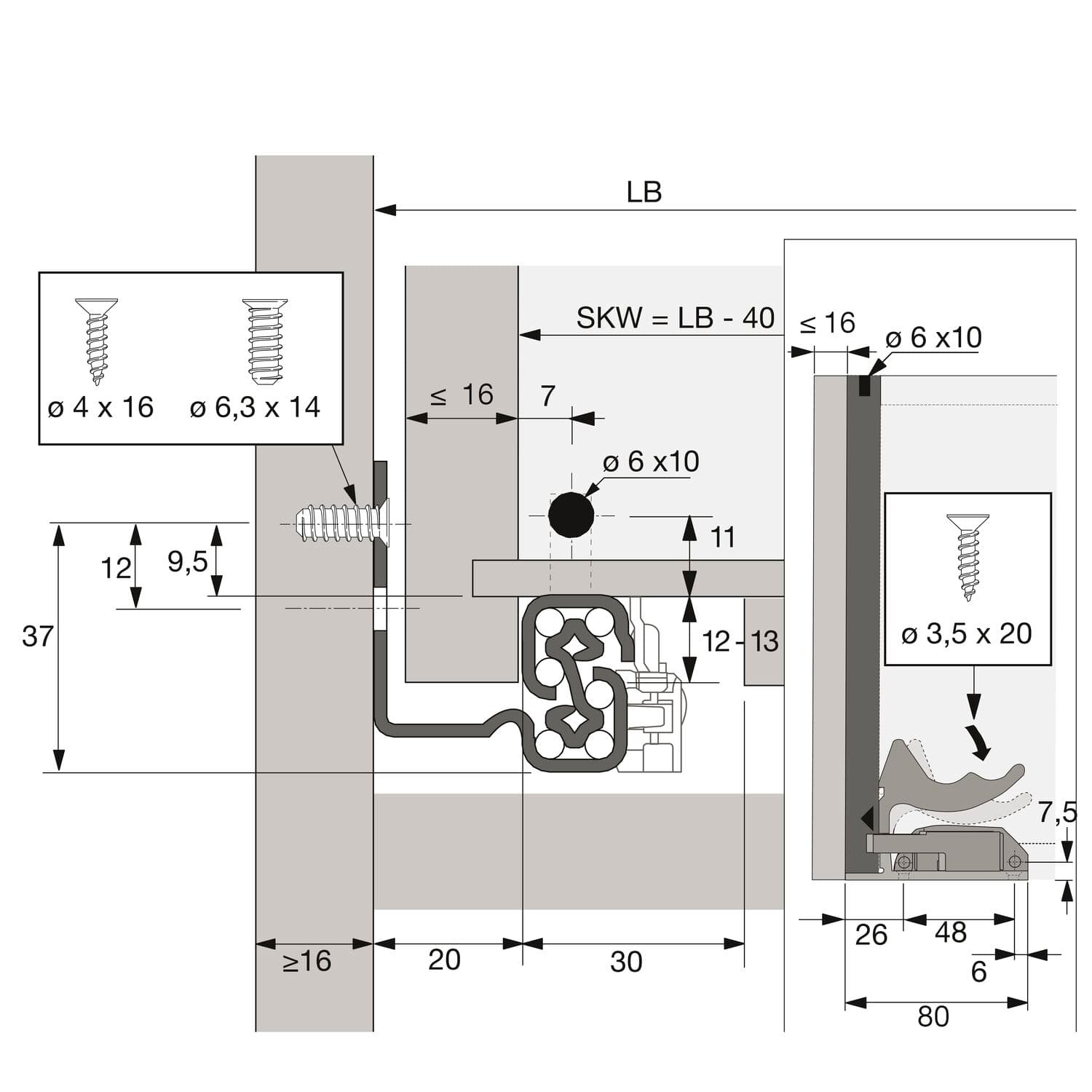 HETTICH QUADRO V6 Silent System Unterbodenführung - Vollauszug ...