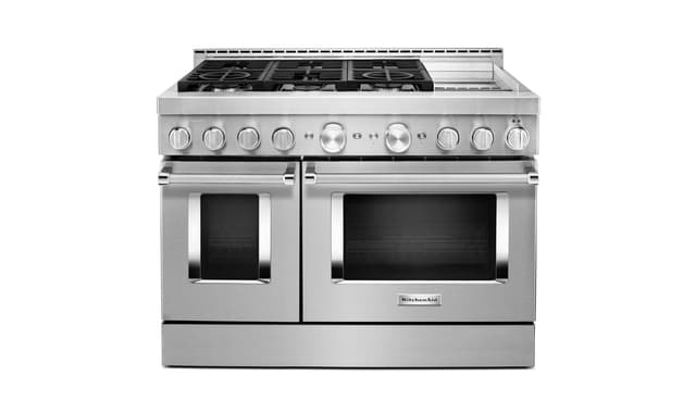 Cuisinière de style commerciale intelligente au gaz 48 po KitchenAid ...