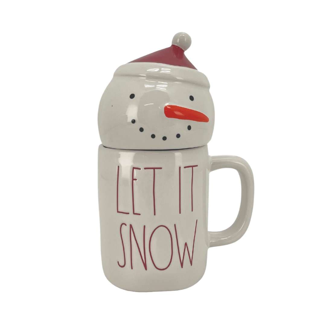 Rae Dunn White “Let It Snow” Coffee Mug with Snowman Topper ...