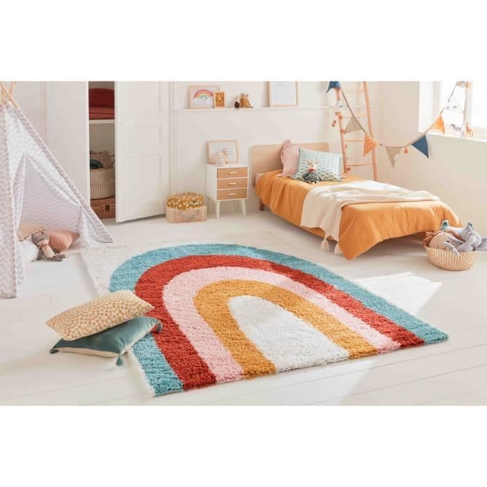 Tapis shaggy enfant à motif arc en ciel - NAZAR RUGS - 80x140 cm ...