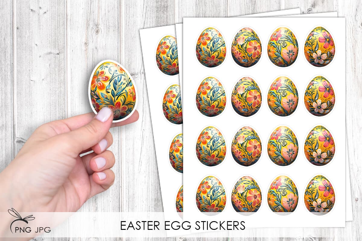 Easter Egg Stickers - 4 Variations Graphic by Dragonart · Creative Fabrica