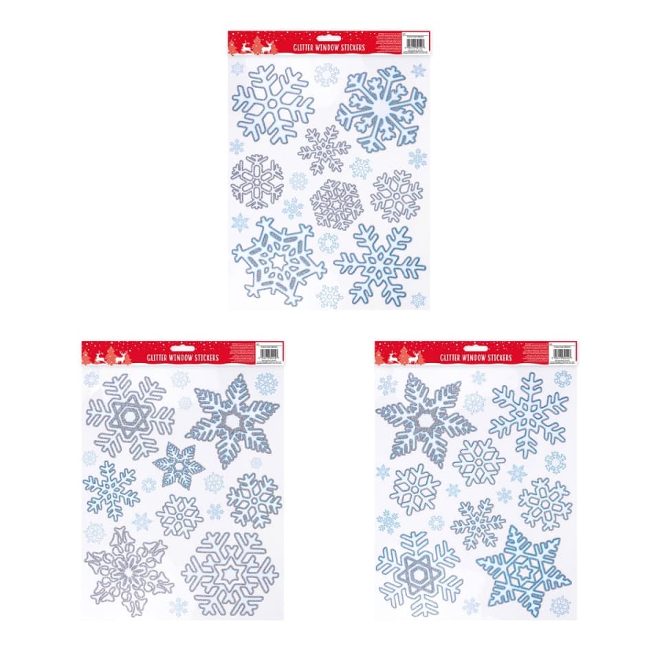Glittered Snowflake Reusable Window Stickers