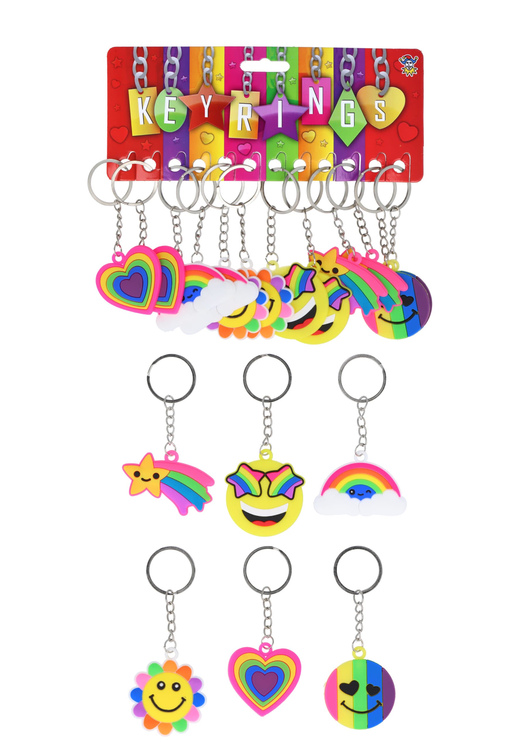 Rainbow Keychains 12-Pack (5cm) 6 Assorted Designs - Henbrandt Europe B.V.