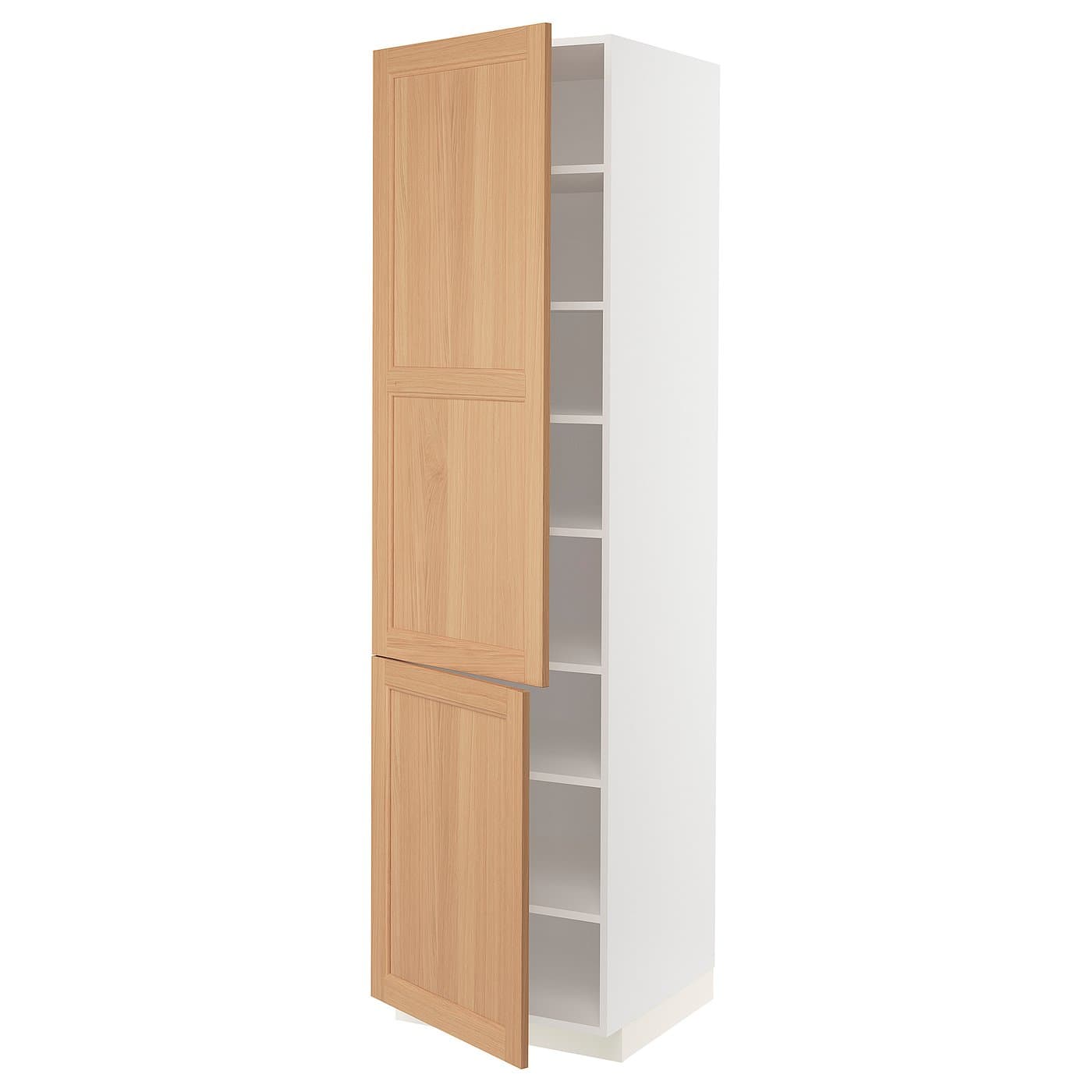METOD high cabinet with shelves/2 doors, white/Vedhamn oak, 60x60x220 ...