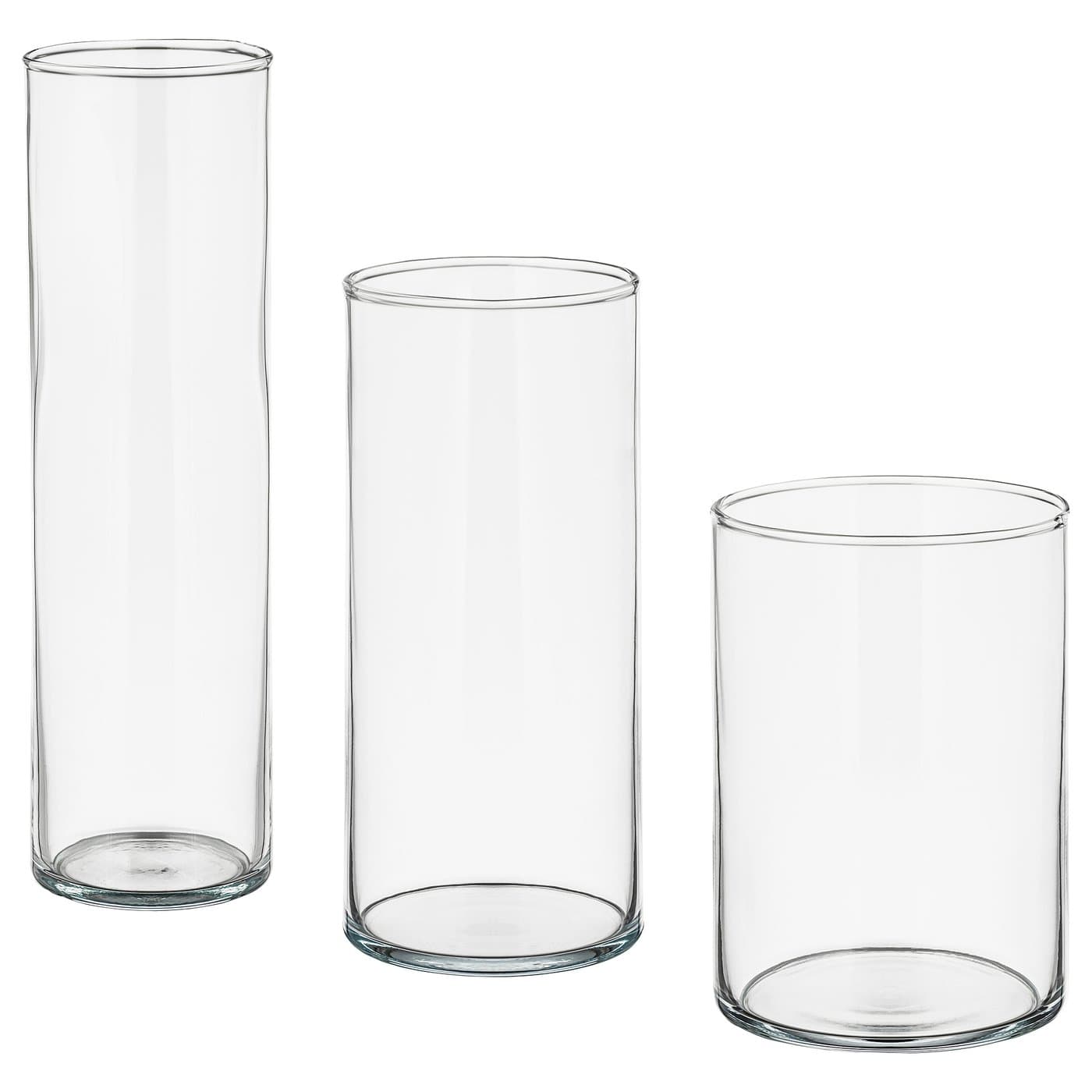 CYLINDER vase, set of 3, clear glass - IKEA CA