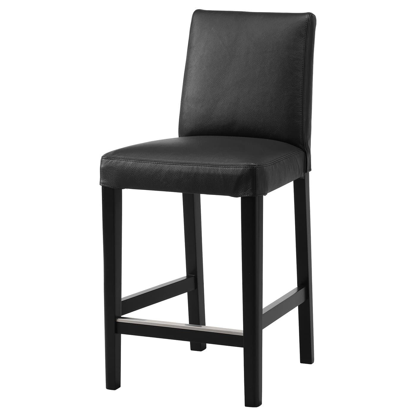 BERGMUND bar stool with backrest, black/Glose black, 62 cm - IKEA UK