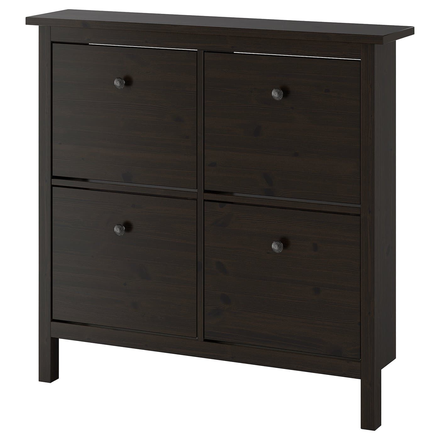 Shoe cabinet with 4 compartments, HEMNES, black-brown, 107x22x101 cm - IKEA