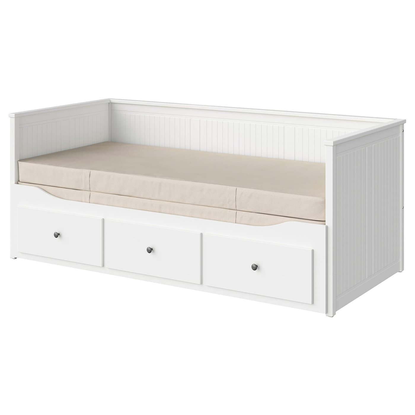 HEMNES daybed with 3 drawers/2 mattresses, white/Vannareid firm, Twin ...