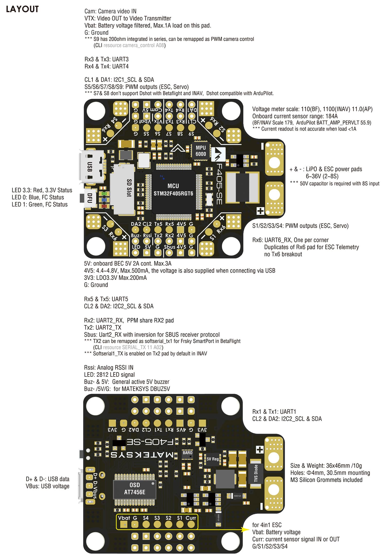 EOL) Flight Controller F405-SE – MATEKSYS