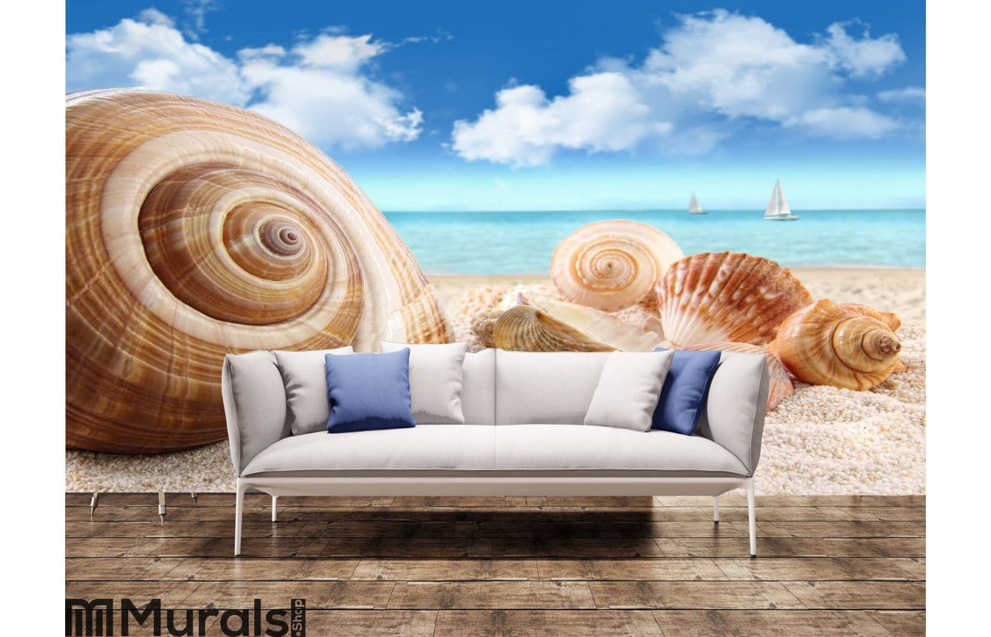Seashells on the beach Wall Mural