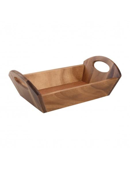 Acacia Wood Bread Basket with Handles | DL146 | Next Day Catering