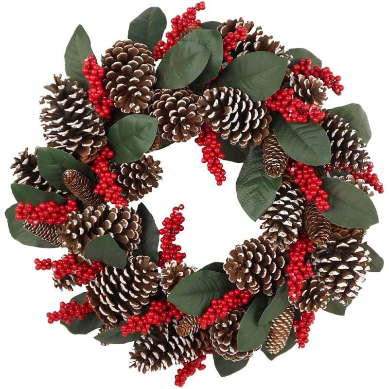 Fraser Hill Farm 24" Pinecone and Berry Wreath on Grapevine