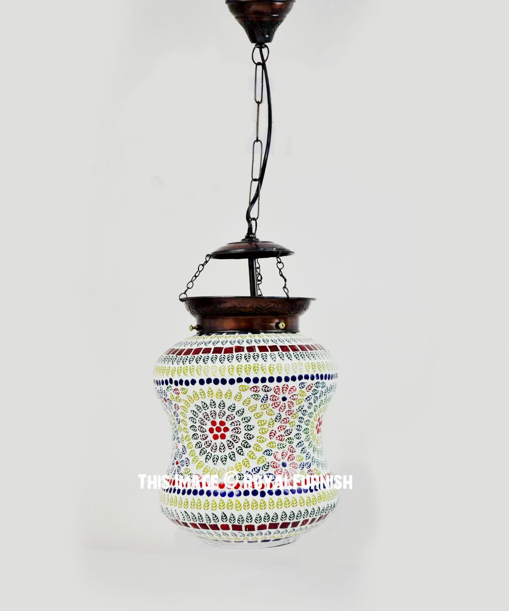 Moroccan Mosaic Glass Ceiling Hanging Bell Pendant Light Lantern ...