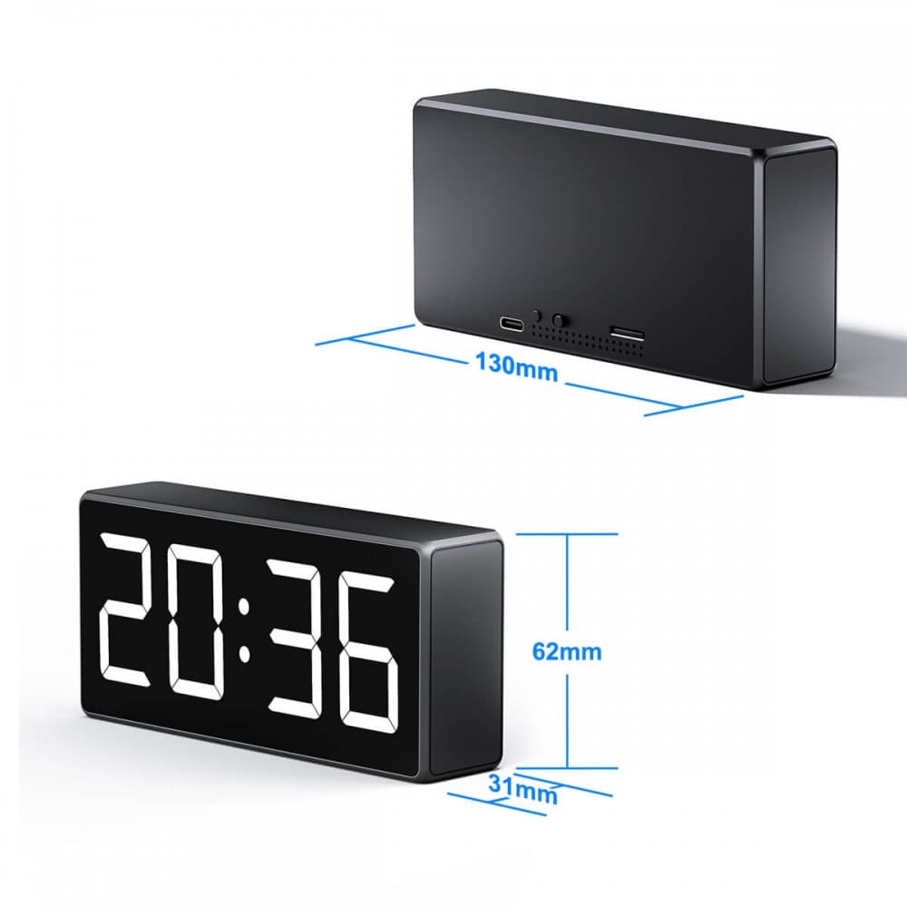 Wireless Spy Camera Alarm Clock 4K