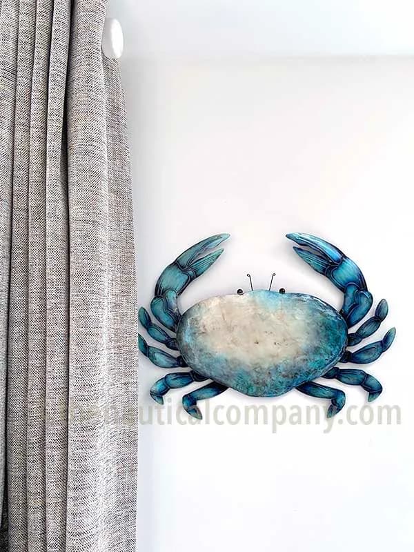 Large Blue Metal Crab Wall Hanging Art - Coastal Home Decor - THE ...