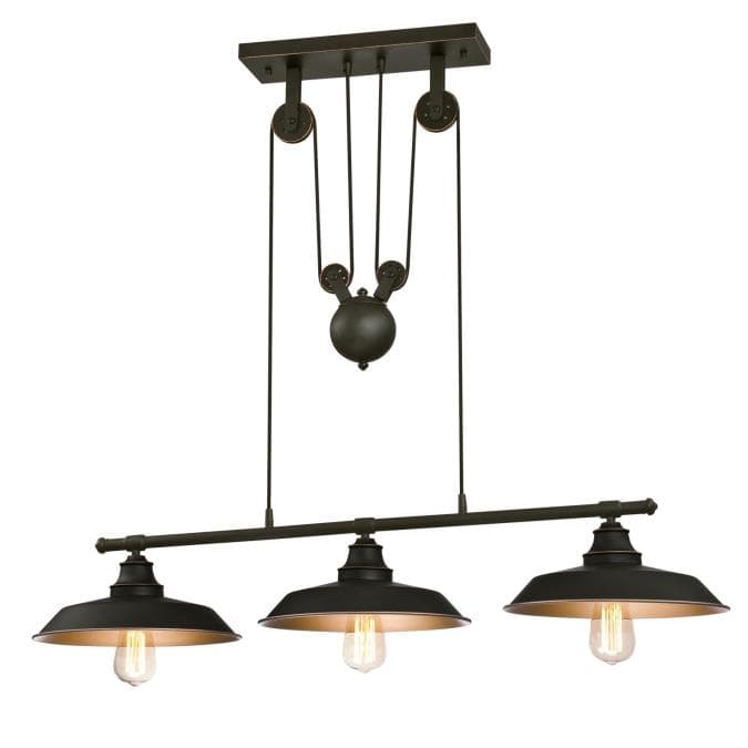 Westinghouse Lighting Iron Hill 3-Light Island Pulley Pendant White 6343400